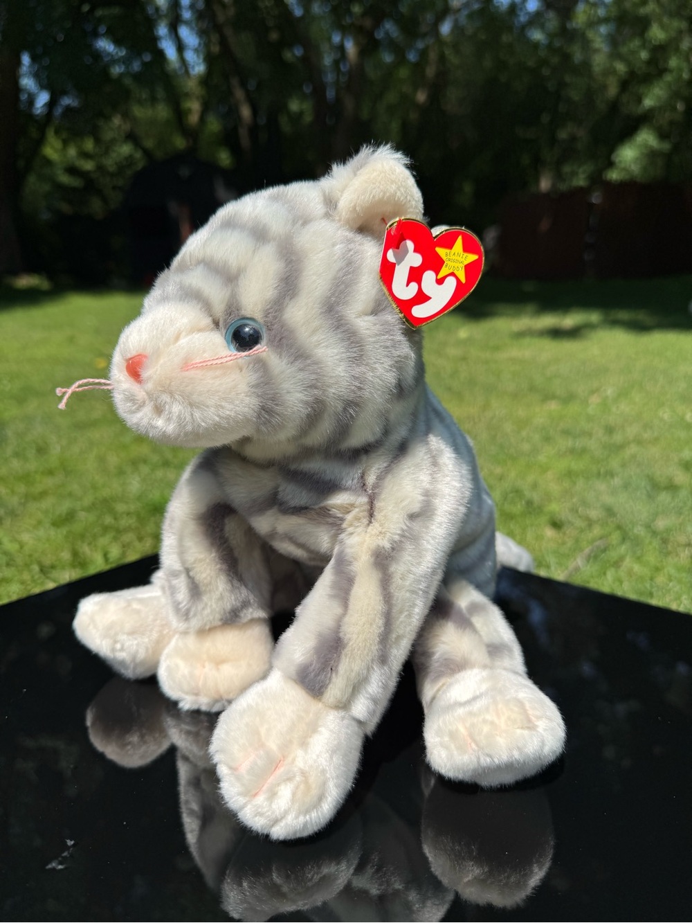 TY Silver The Beanie Buddy Cat! LARGE BEANIE! - Picture 2 of 4